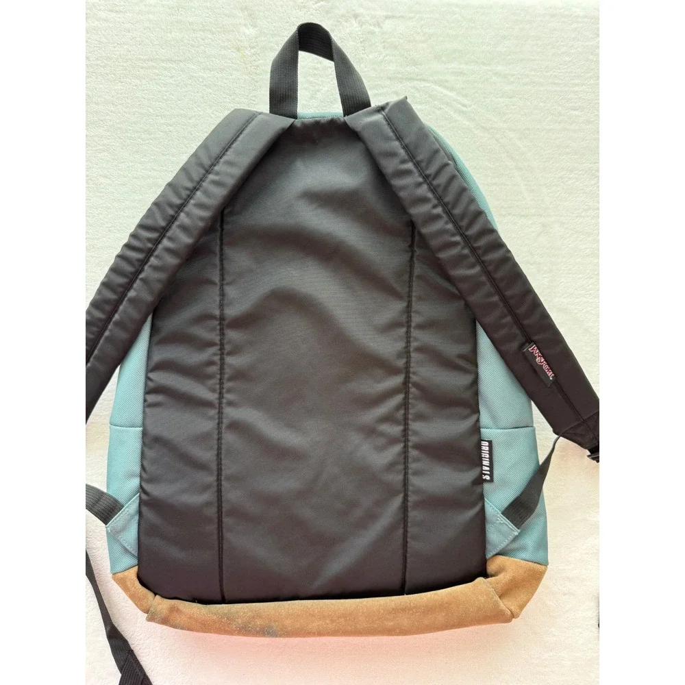 JanSport Original Backpack Leather Suede Bottom Teal Blue Green School College